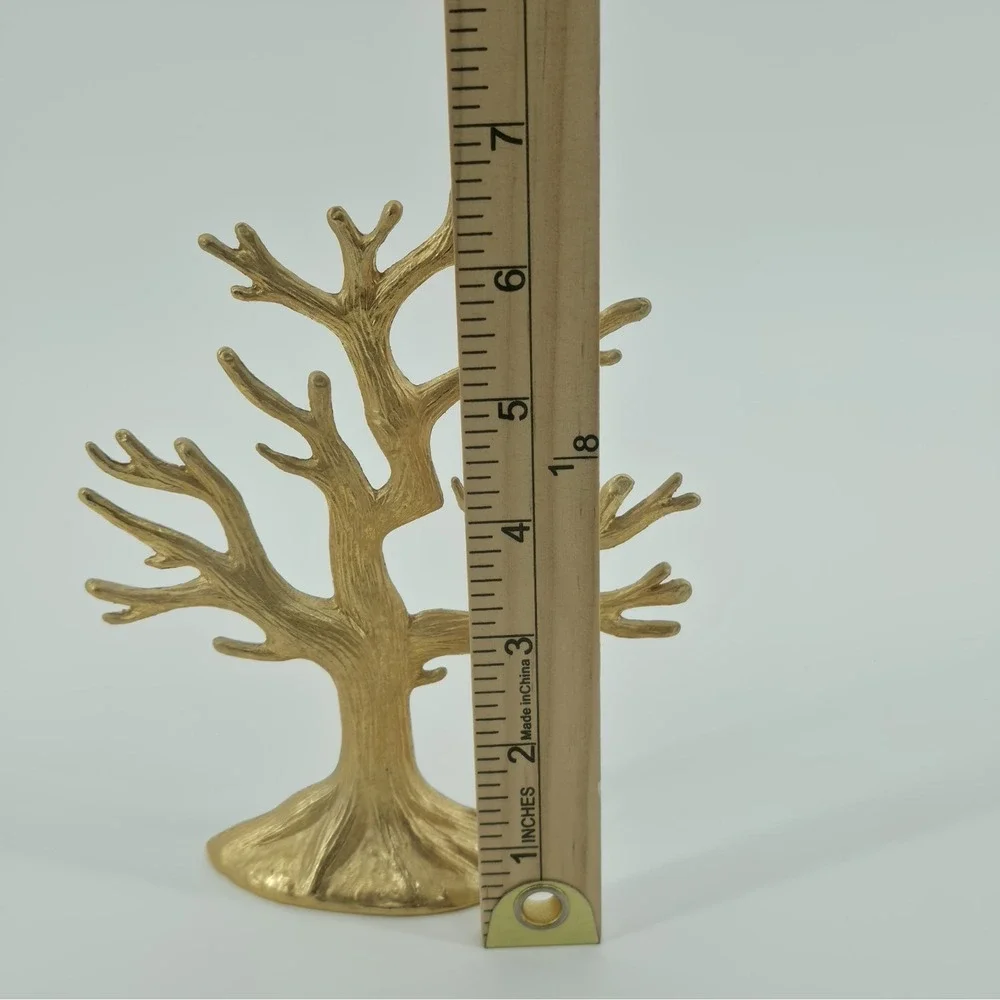 1970's Brass Gold Finish Charms Accessory Tree BY SEARS With 8 Mini Photo Frame